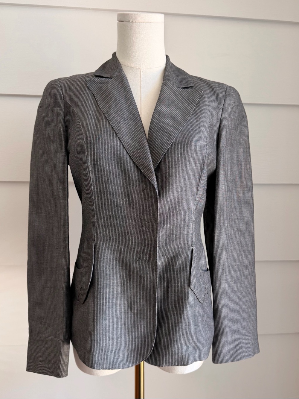 Emporio Armani Grey Pinstripe Tailored Blazer Jacket
